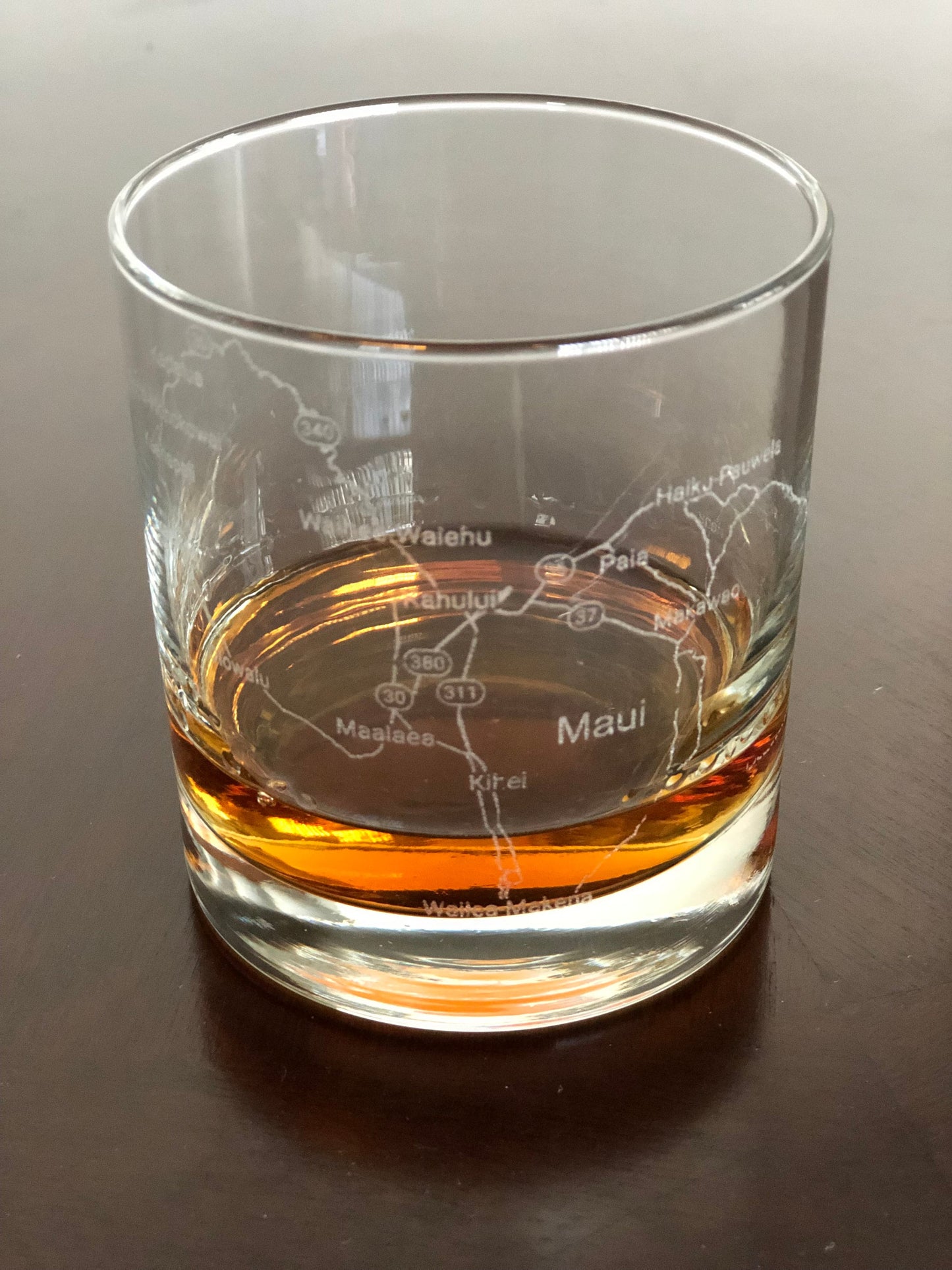 Rocks Whiskey Old Fashioned Glass Urban City Map Maui, Hawaii