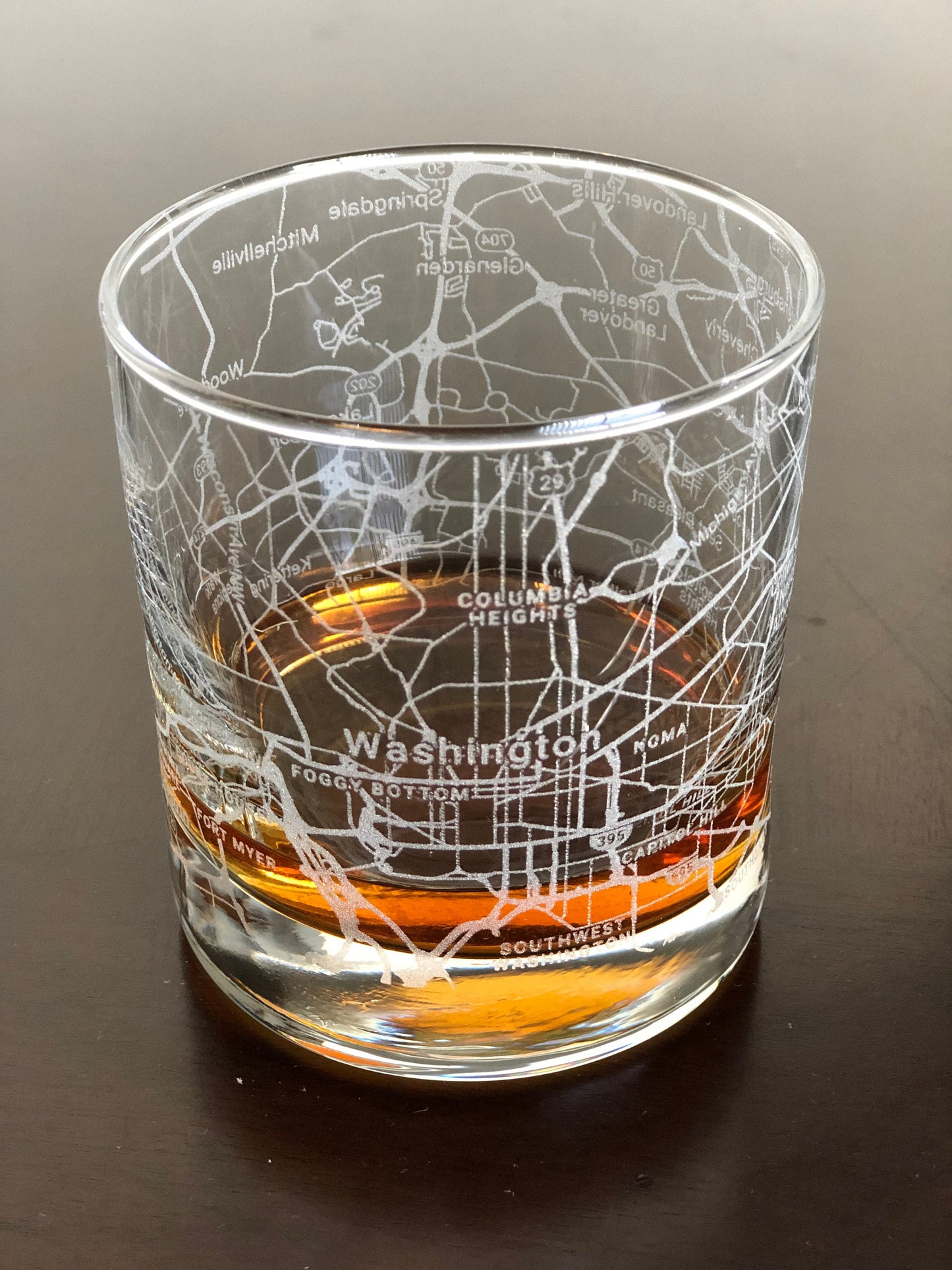 Rocks Whiskey Old Fashioned Glass Urban City Map Washington DC