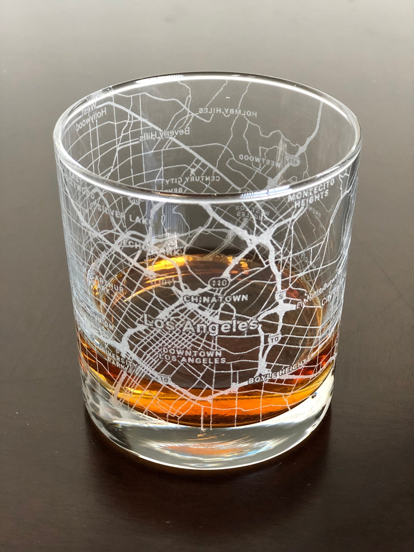 Rocks Whiskey Old Fashioned Glass Urban City Map Los Angeles California