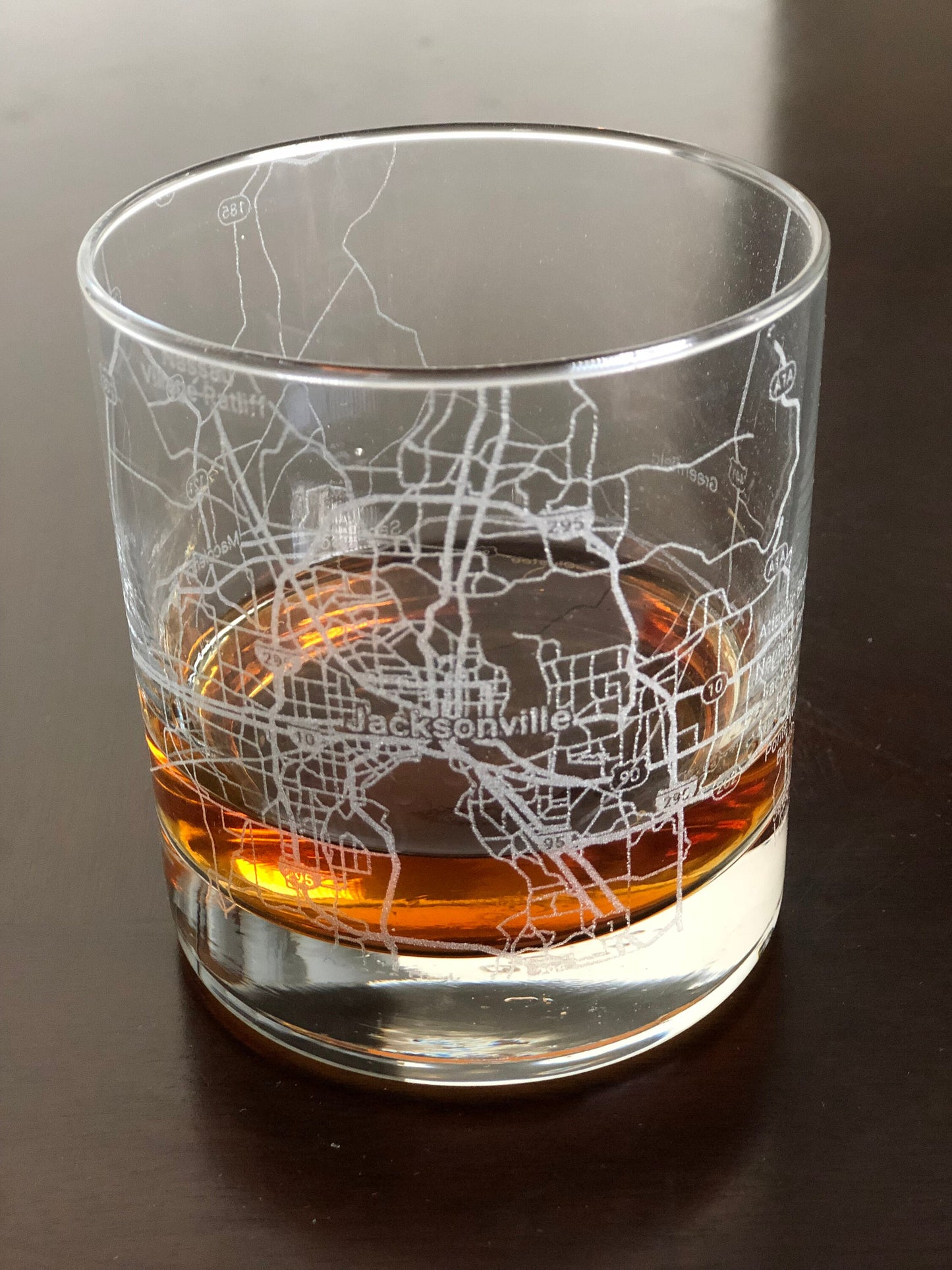 Rocks Whiskey Old Fashioned Glass Urban City Map Jacksonville, FL