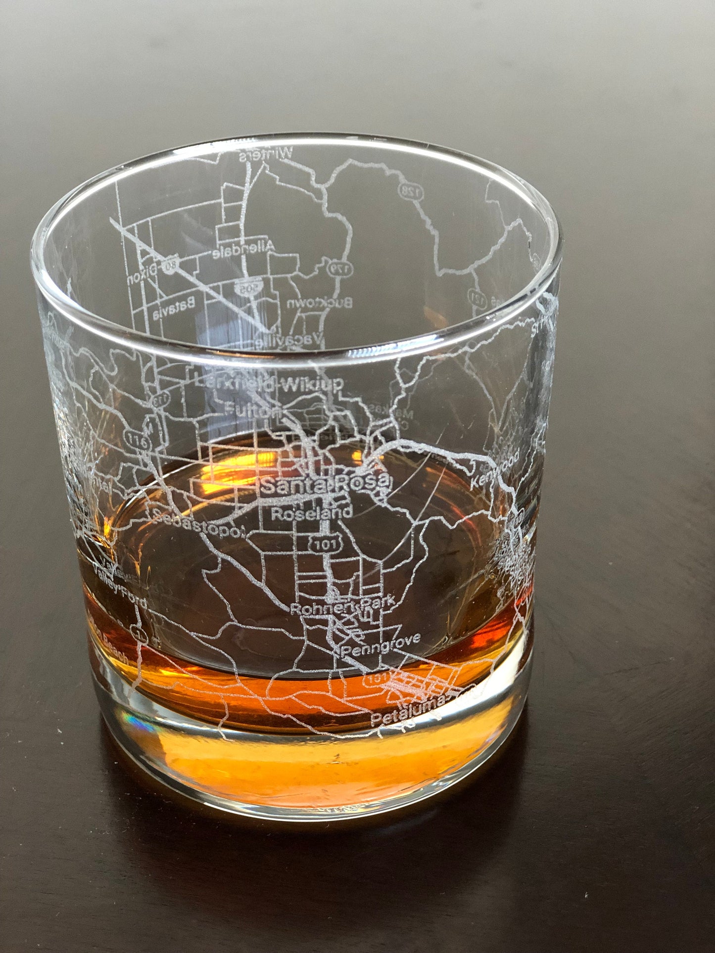 Rocks Whiskey Old Fashioned Glass Urban City Map Napa Valley, CA