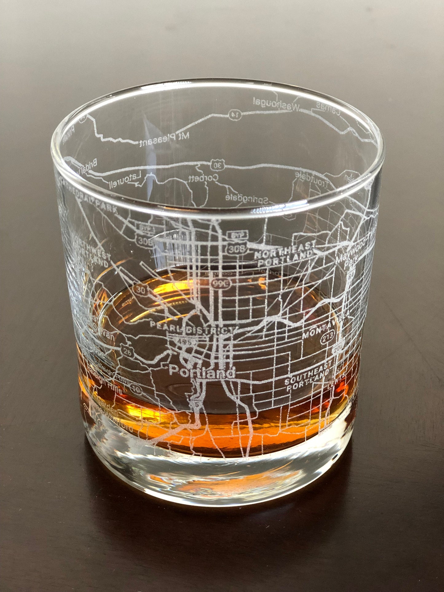 Rocks Whiskey Old Fashioned Glass Urban City Map Portland, OR