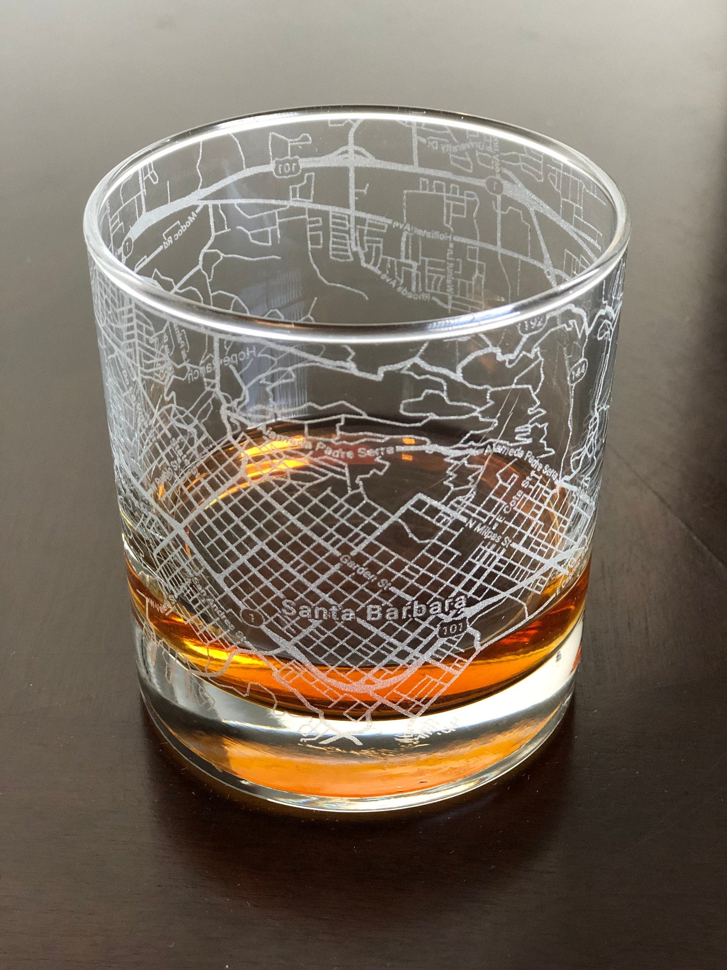 Rocks Whiskey Old Fashioned Glass Urban City Map Santa Barbara, CA