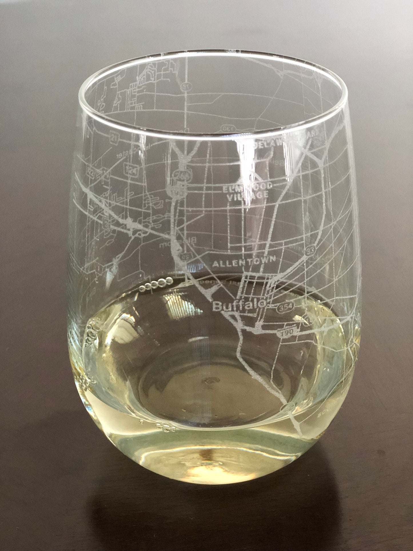 Stemless Wine Glass Urban City Map Buffalo, NY