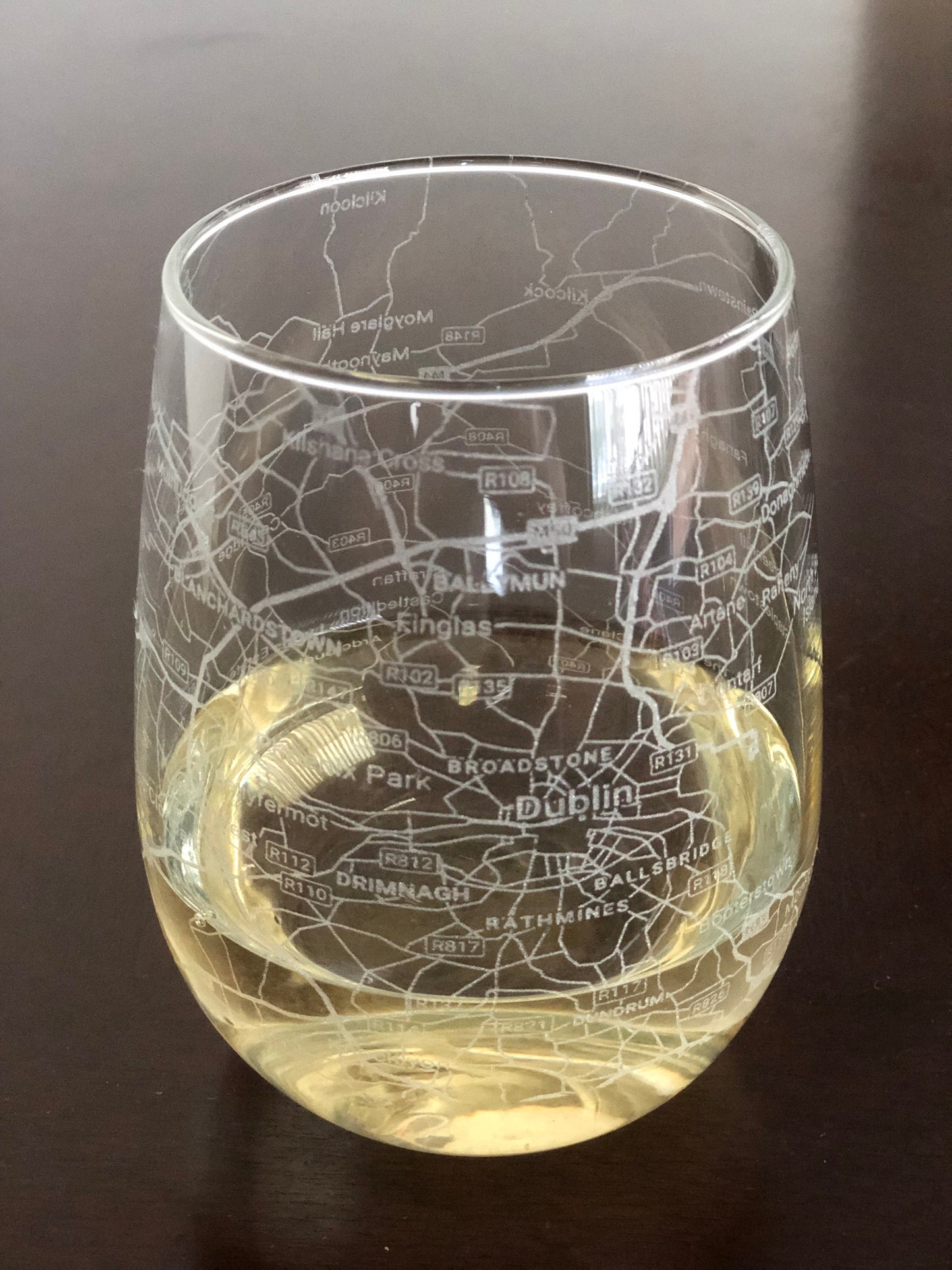 Stemless Wine Glass Urban City Map Dublin, Ireland