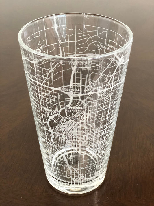 16 oz Pint Beer Glass Urban City Map Denver, CO