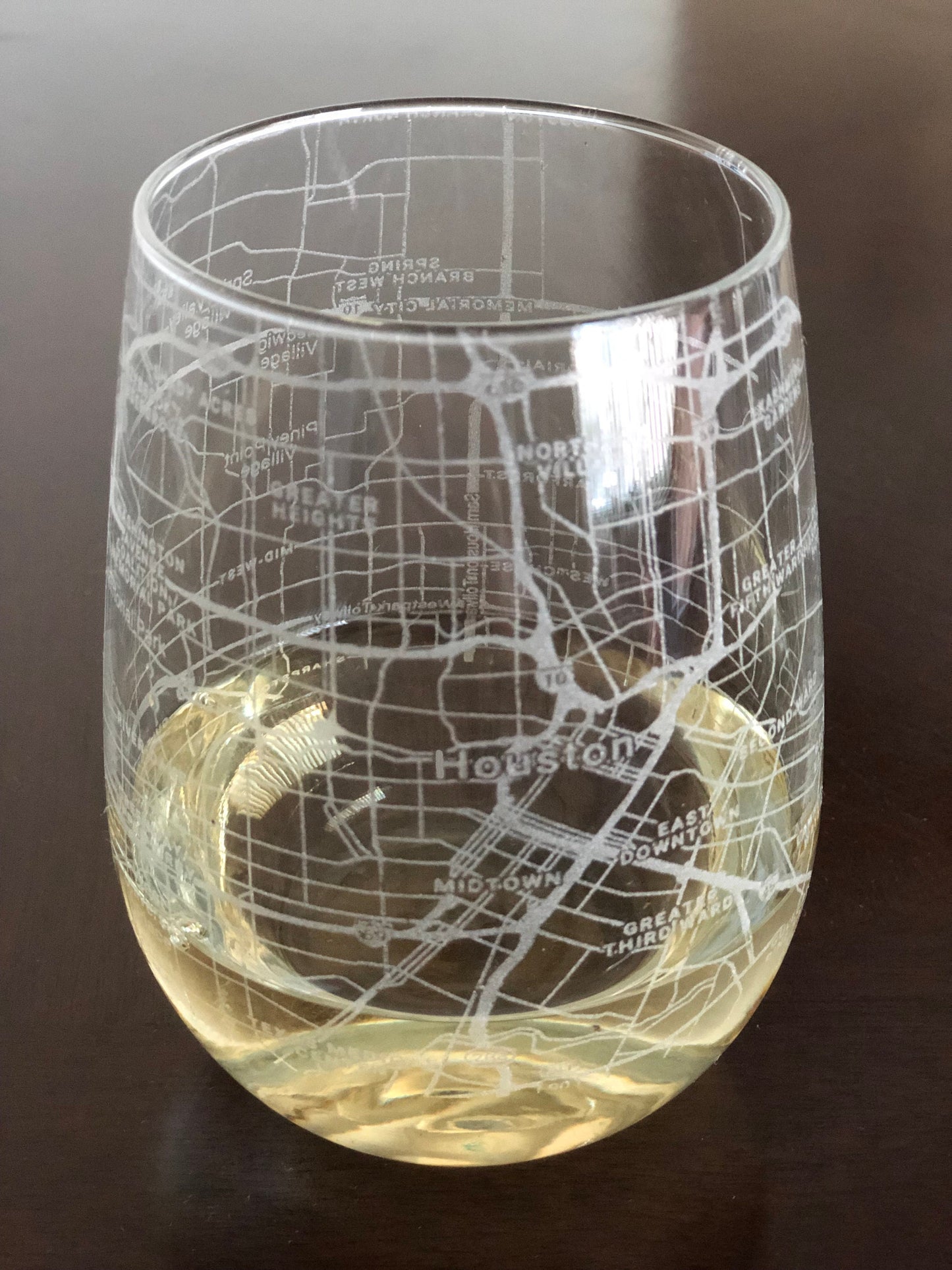 Stemless Wine Glass Urban City Map Houston, TX