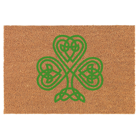 Green Celtic Clover Coir Doormat Welcome Front Door Mat New Home Closing Housewarming Gift