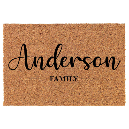 Family Name Custom Personalized Family Line Coir Doormat Welcome Front Door Mat New Home Closing Housewarming Gift