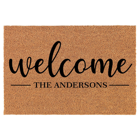 Welcome The Custom Family Name Lines Personalized Coir Doormat Welcome Front Door Mat New Home Closing Housewarming Gift