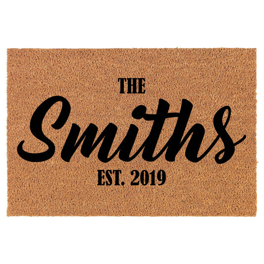 The Custom Name Est Family Name Personalized Coir Doormat Welcome Front Door Mat New Home Closing Housewarming Gift