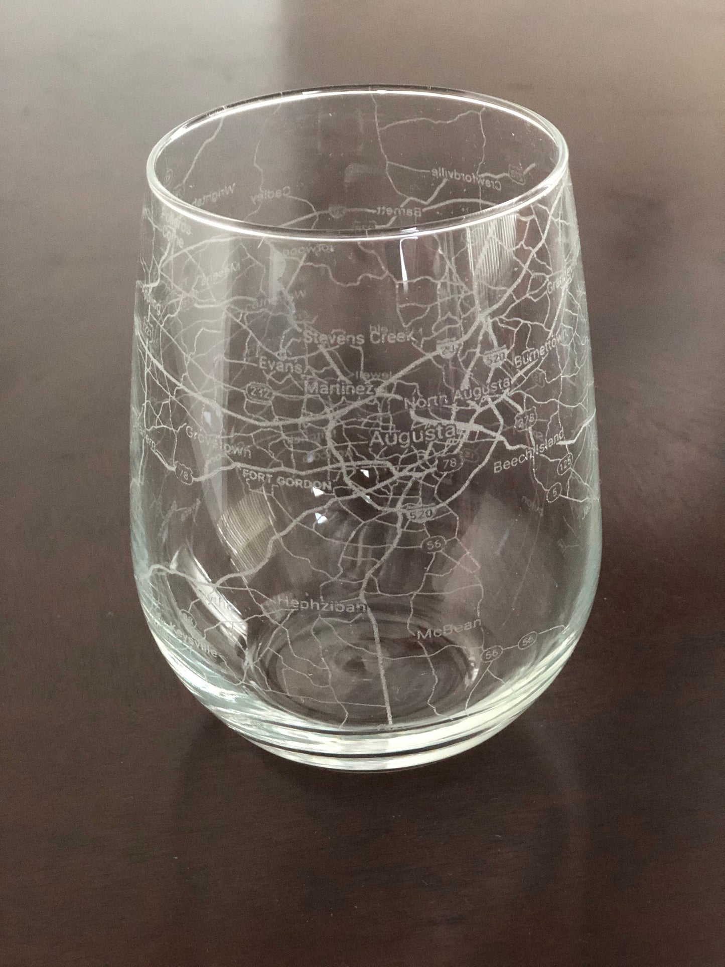 Stemless Wine Glass Urban City Map Augusta, GA