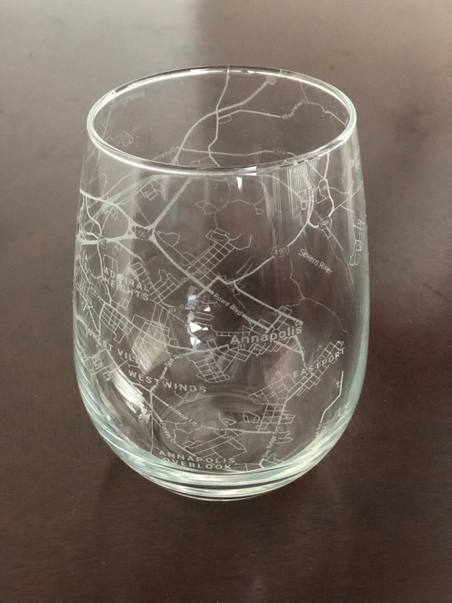 Stemless Wine Glass Urban City Map Annapolis, MD