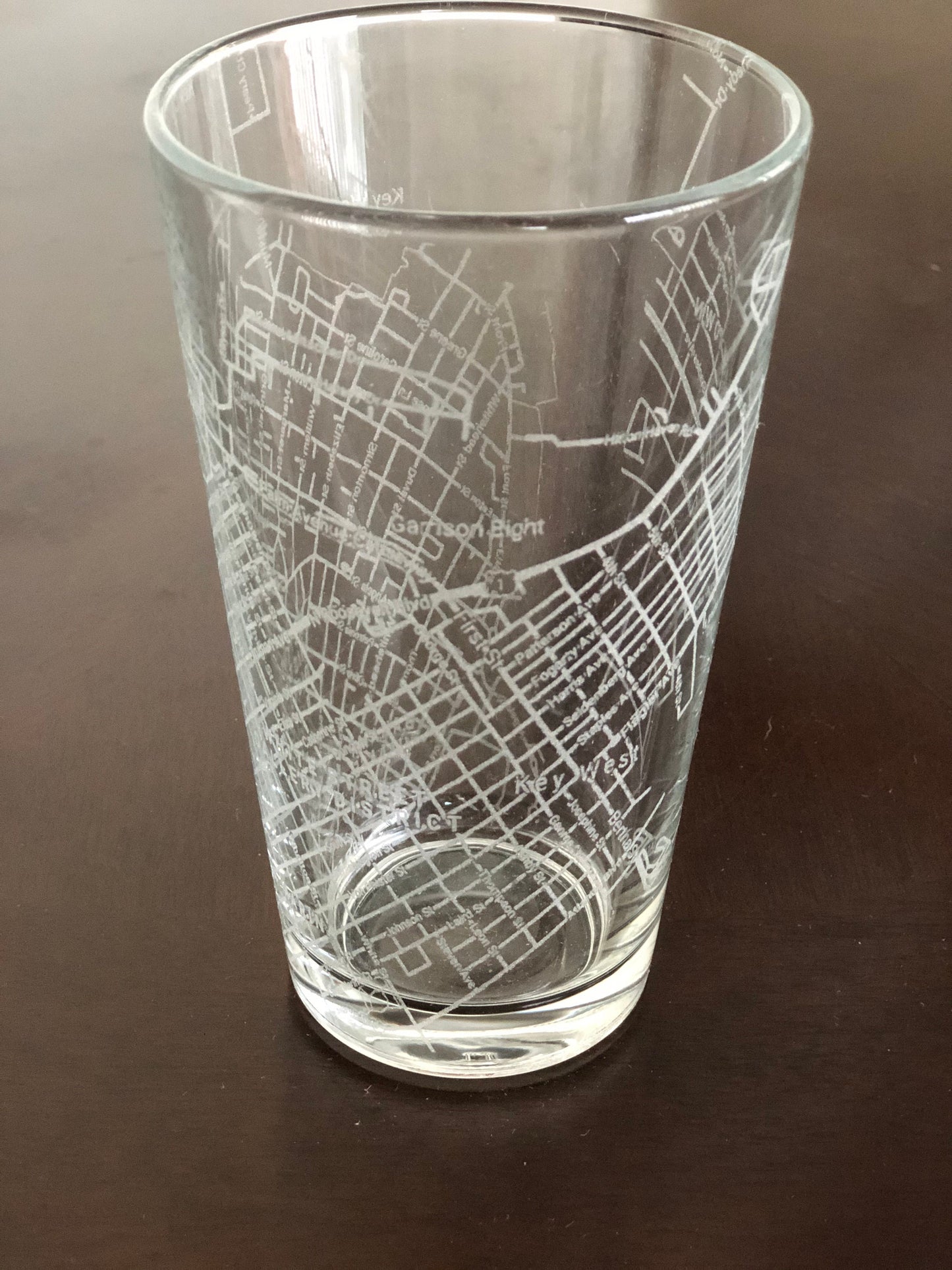 16 oz Pint Beer Glass Urban City Map Key West, FL