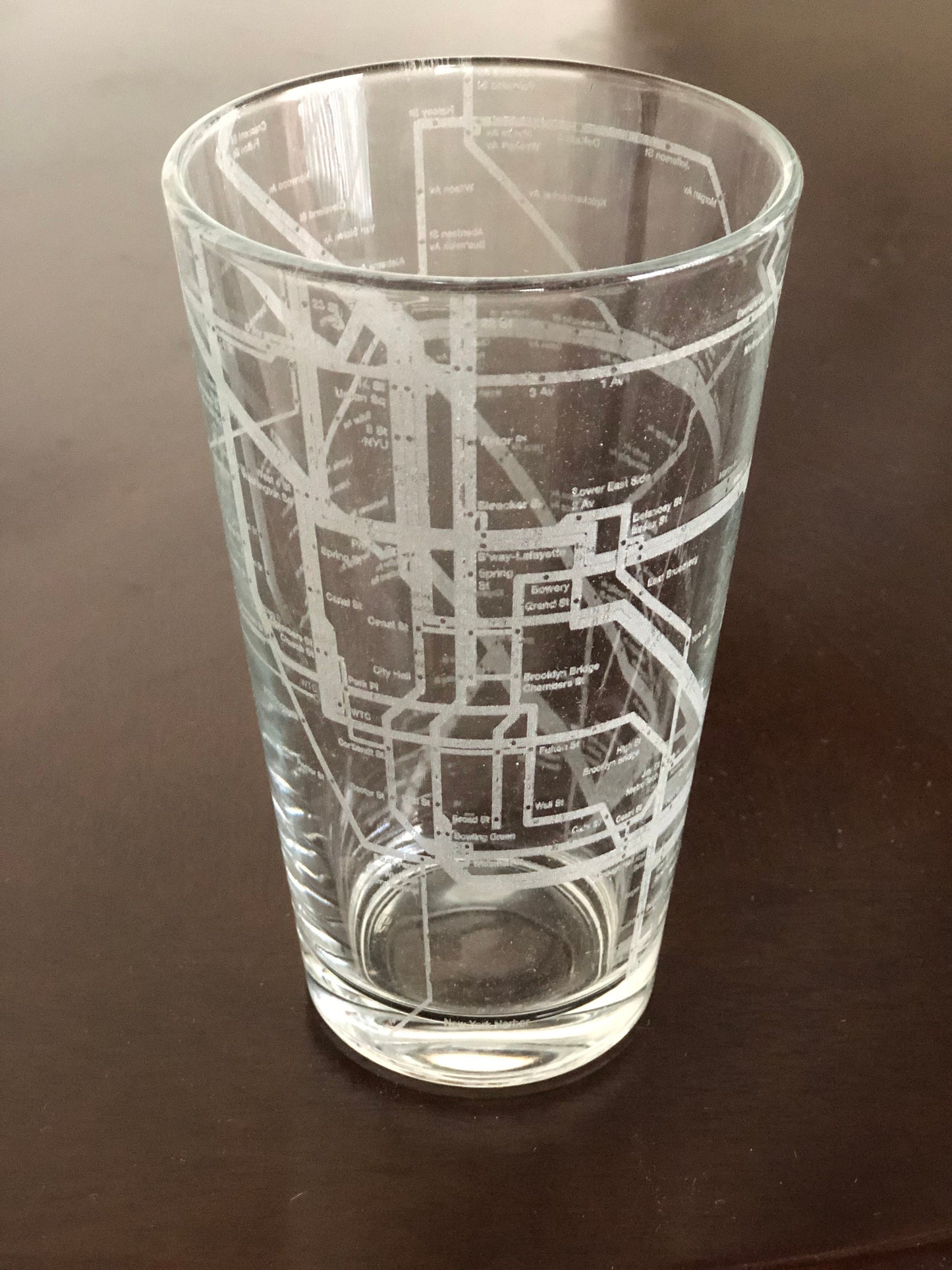 16 oz Pint Beer Glass Urban City Map New York City Subway Brooklyn