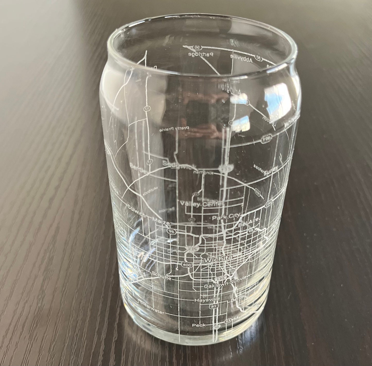 16 oz Beer Can Glass Urban City Map Wichita, KS