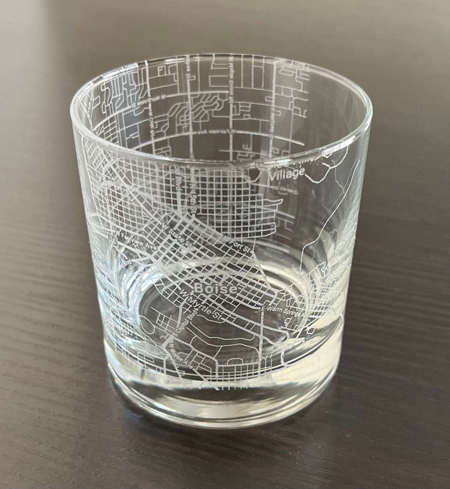 Rocks Whiskey Old Fashioned Glass Urban City Map Boise, ID