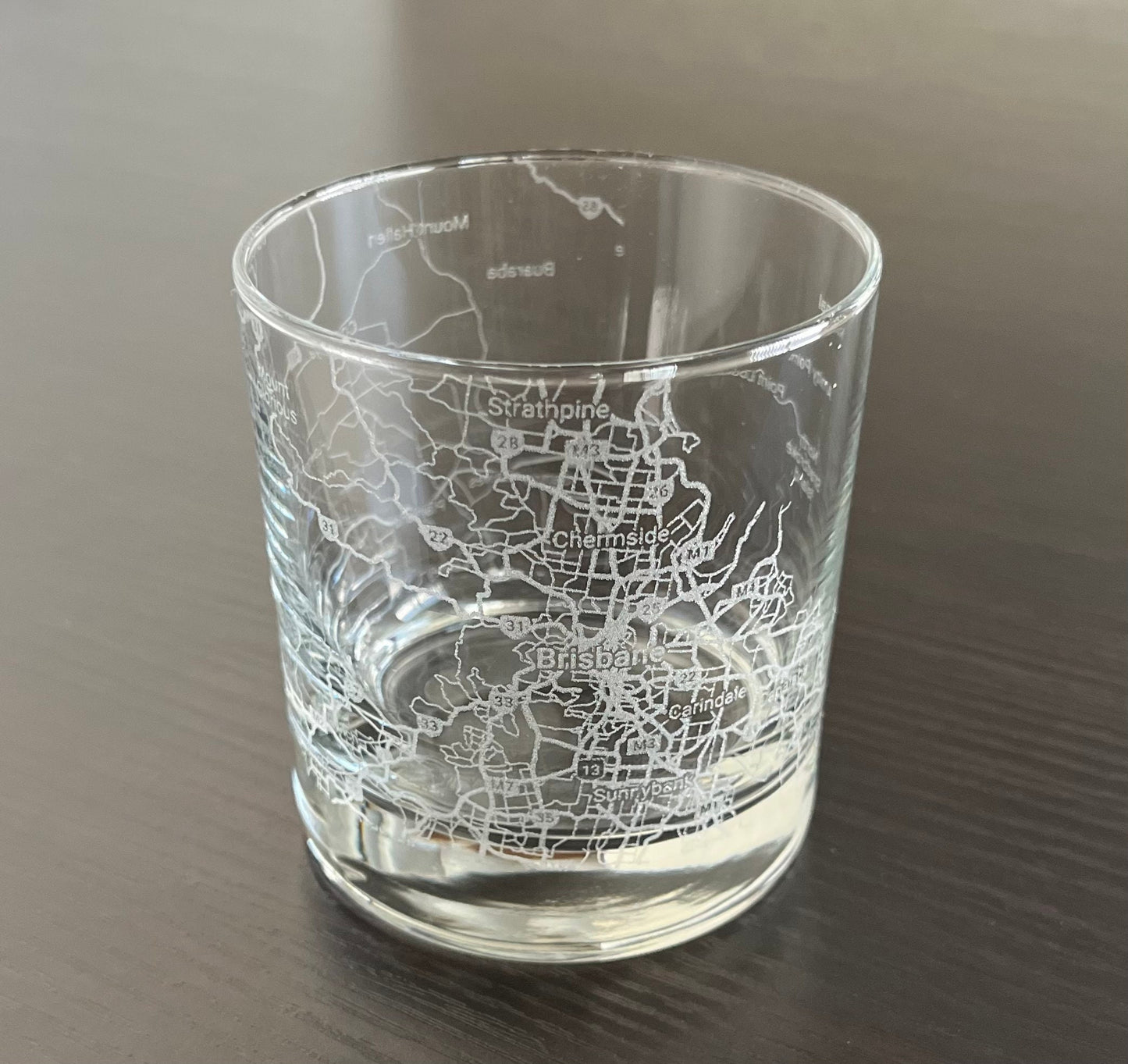 Rocks Whiskey Old Fashioned Glass Urban City Map Brisbane QLD, Australia