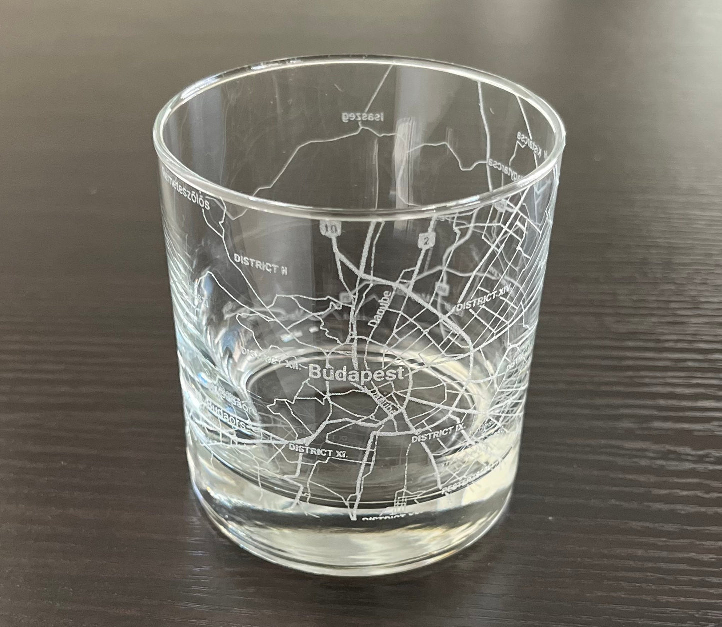 Rocks Whiskey Old Fashioned Glass Urban City Map Budapest, Hungary