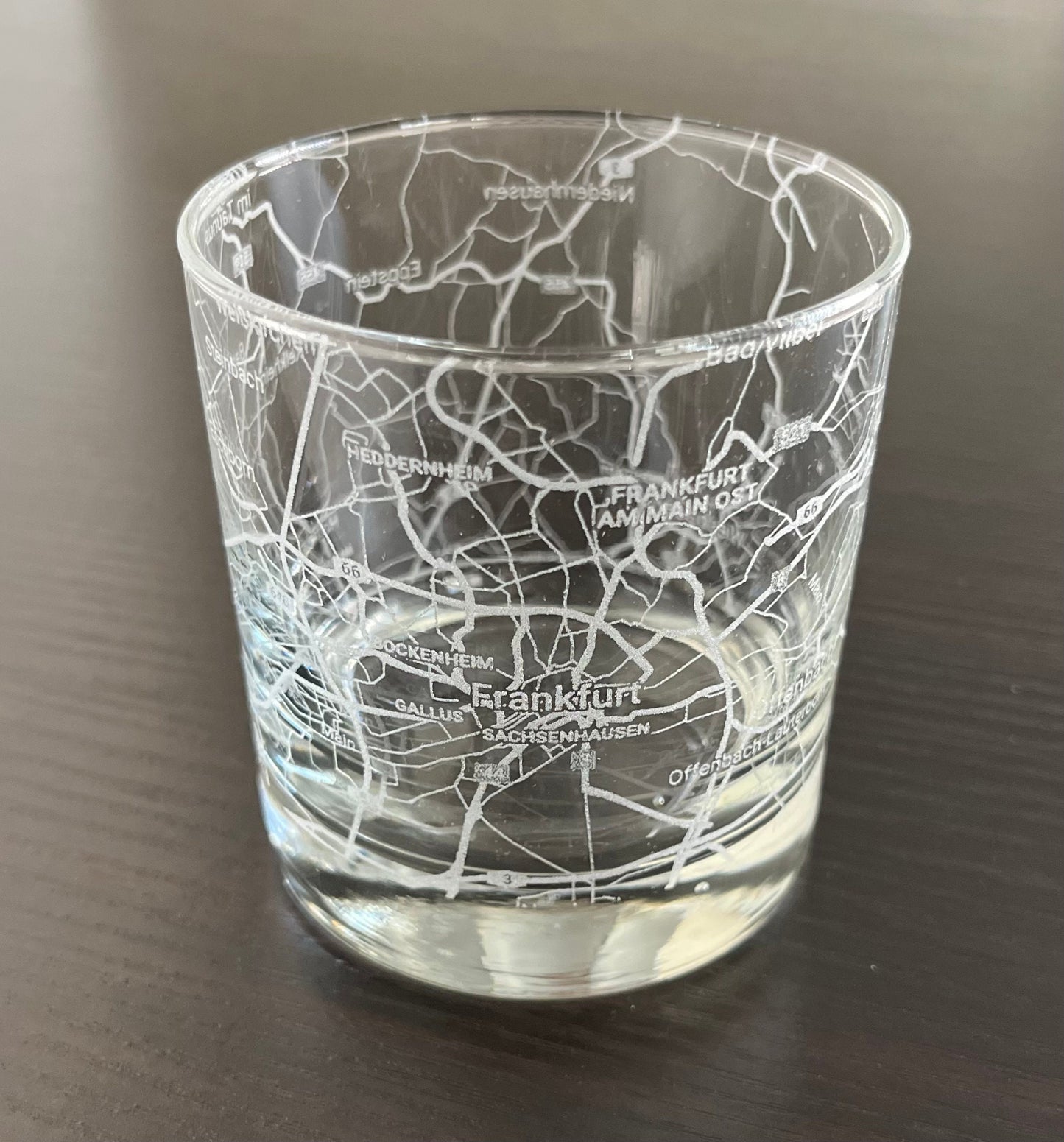 Rocks Whiskey Old Fashioned Glass Urban City Map Frankfurt, Germany