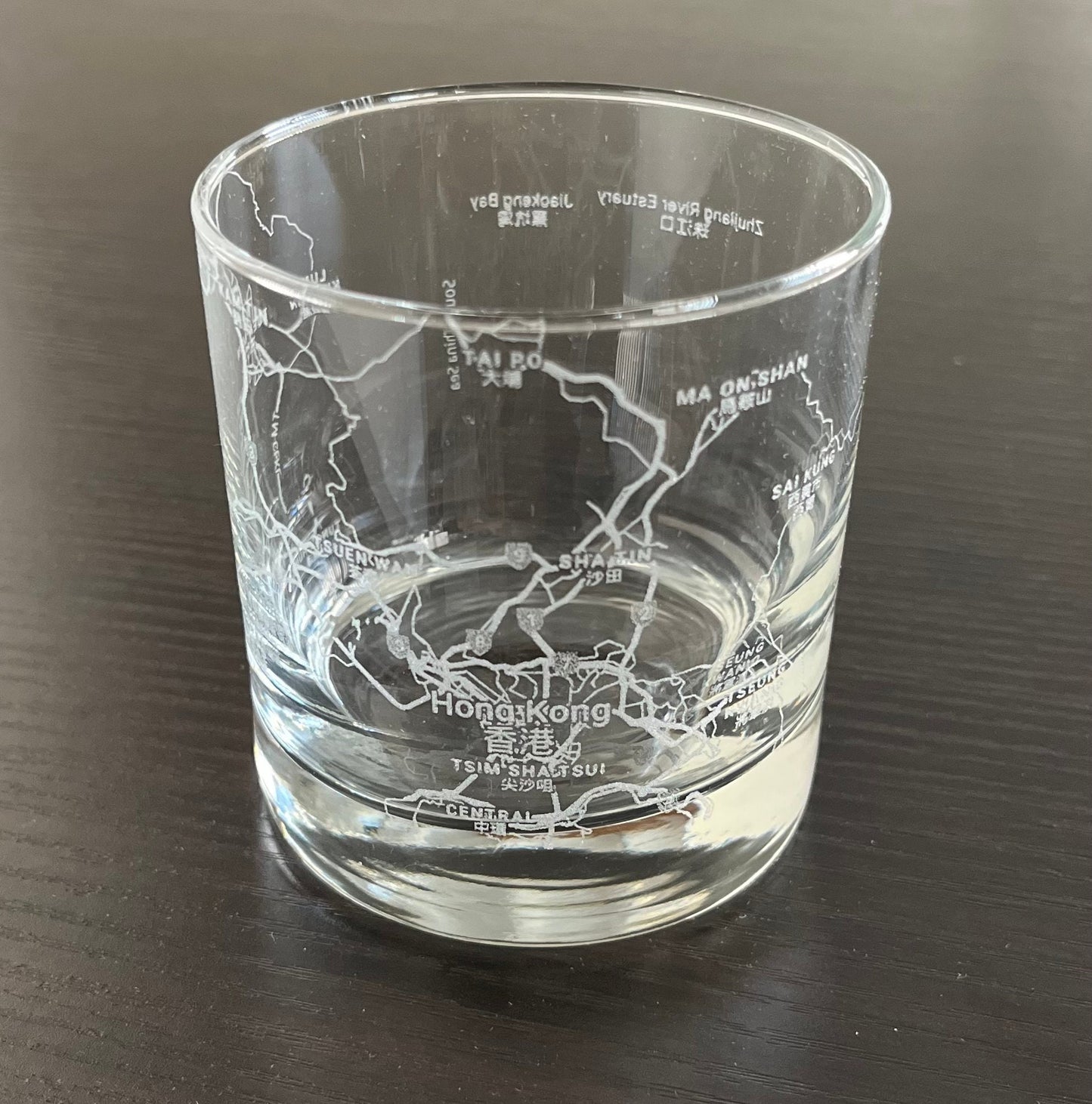 Rocks Whiskey Old Fashioned Glass Urban City Map Hong Kong