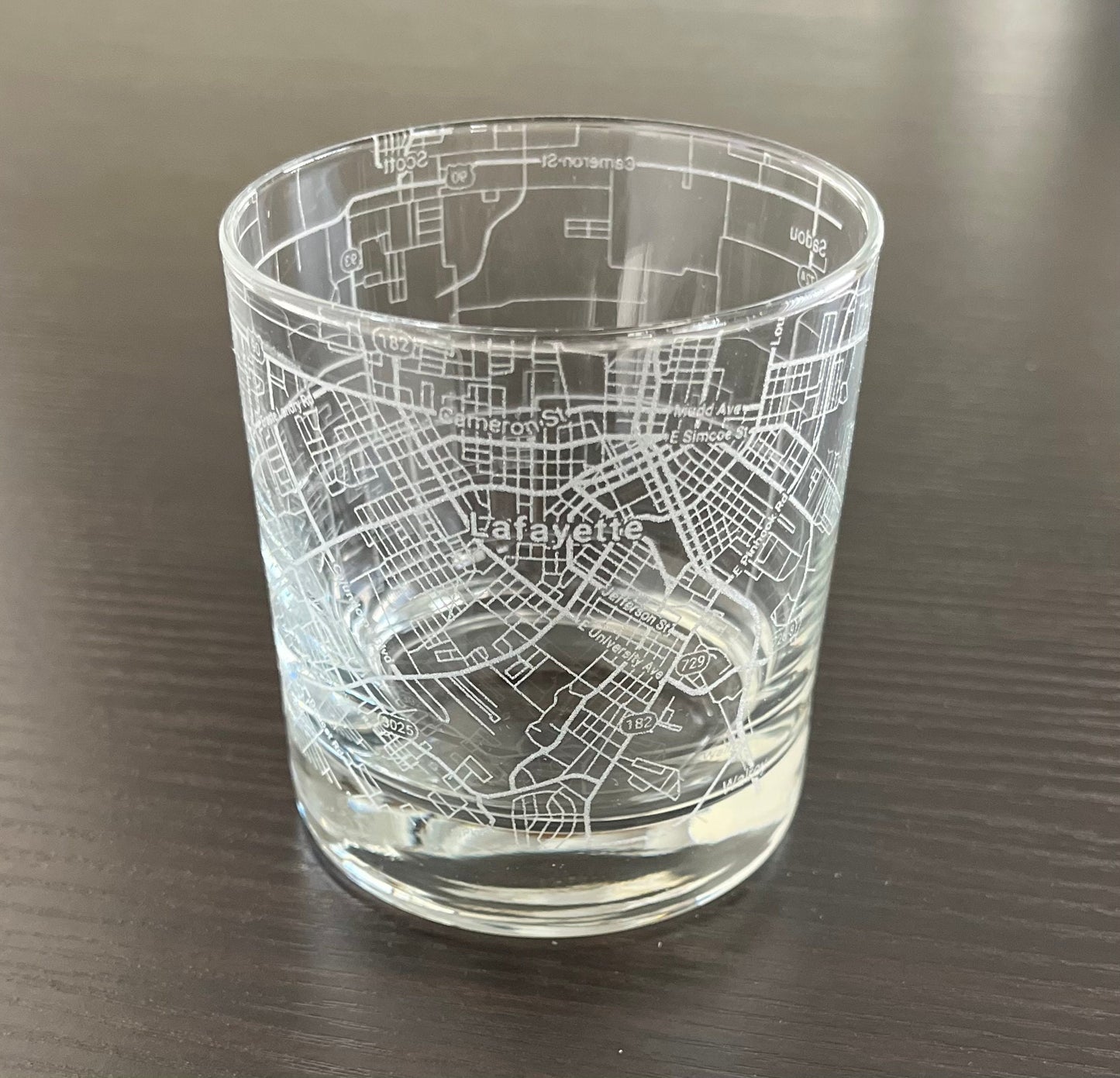 Rocks Whiskey Old Fashioned Glass Urban City Map Lafayette, LA