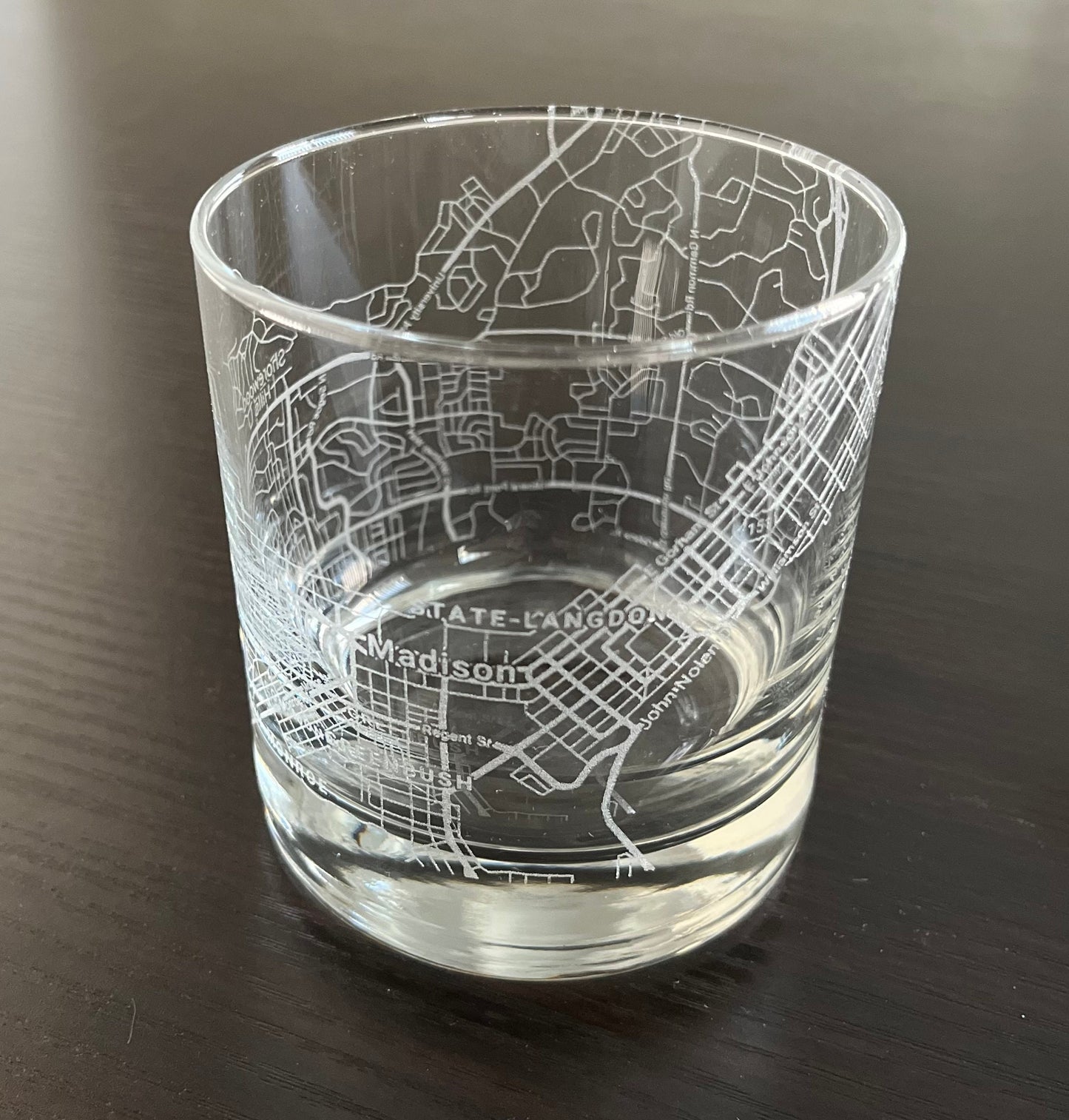 Rocks Whiskey Old Fashioned Glass Urban City Map Madison, WI