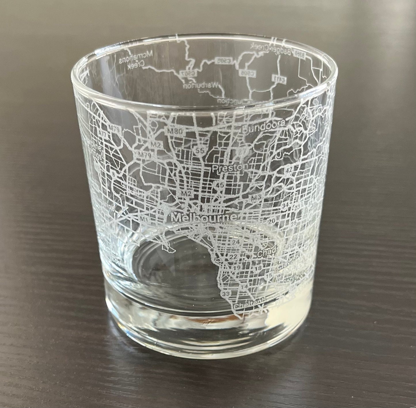 Rocks Whiskey Old Fashioned Glass Urban City Map Melbourne VIC, Australia