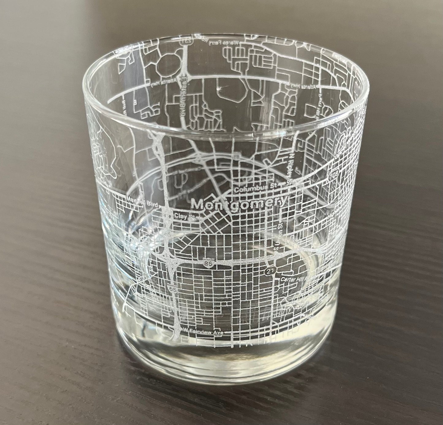 Rocks Whiskey Old Fashioned Glass Urban City Map Montgomery, AL