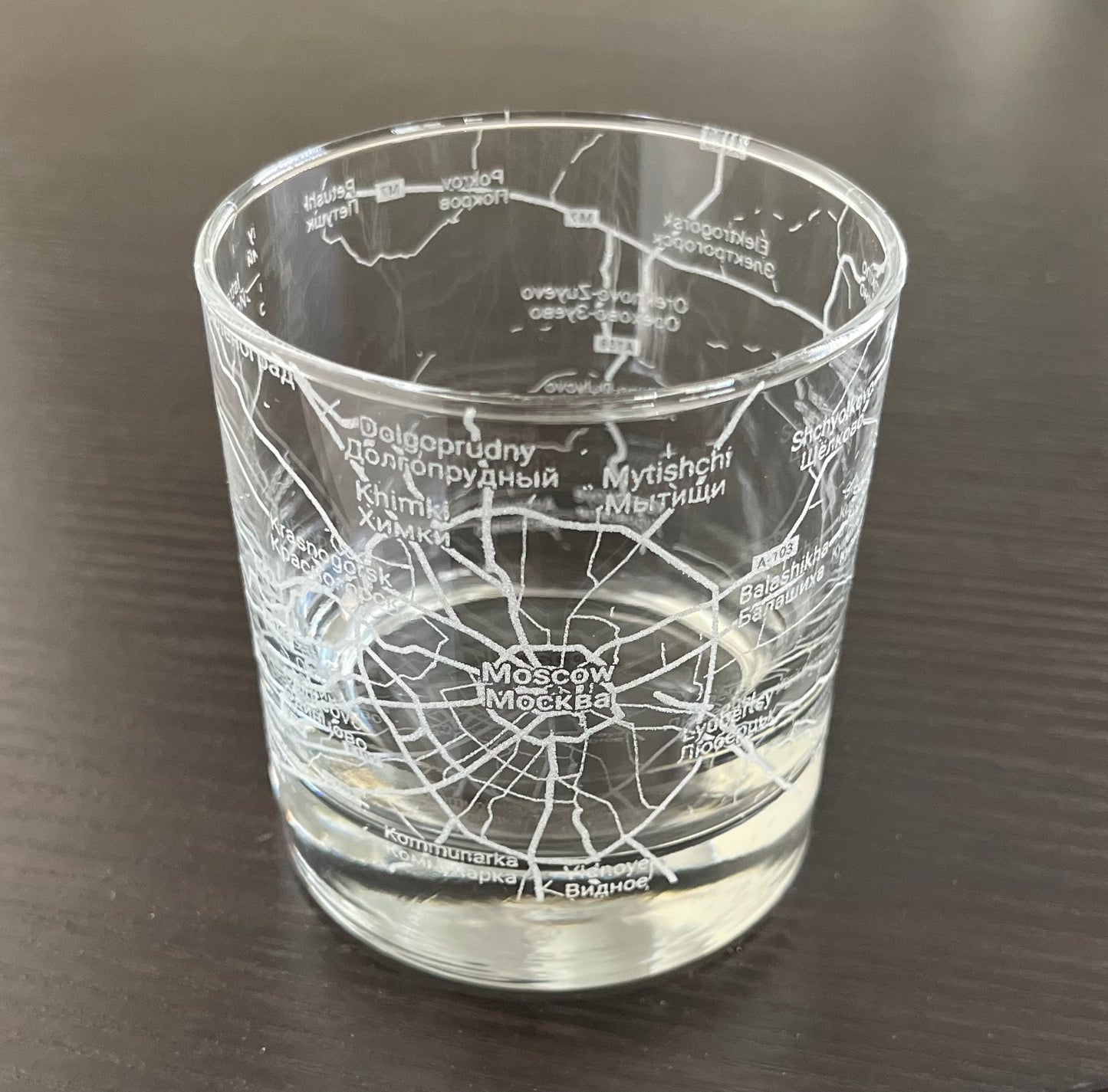 Rocks Whiskey Old Fashioned Glass Urban City Map Moscow, Russia