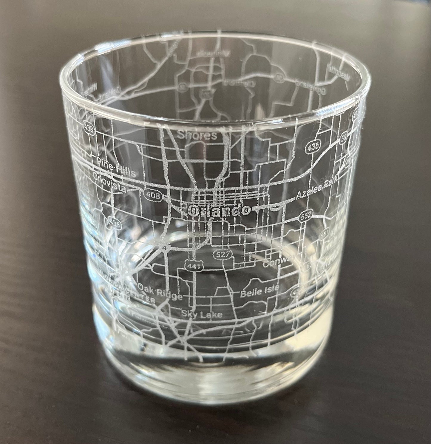 Rocks Whiskey Old Fashioned Glass Urban City Map Orlando, FL