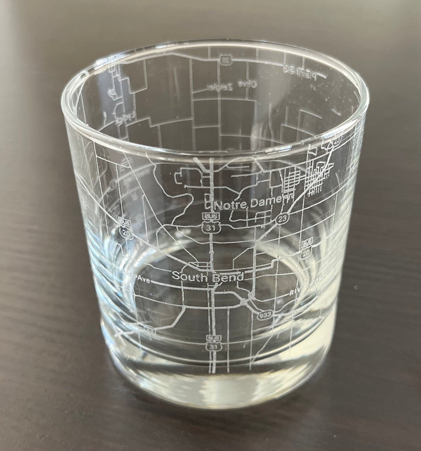 Rocks Whiskey Old Fashioned Glass Urban City Map South Bend, IN