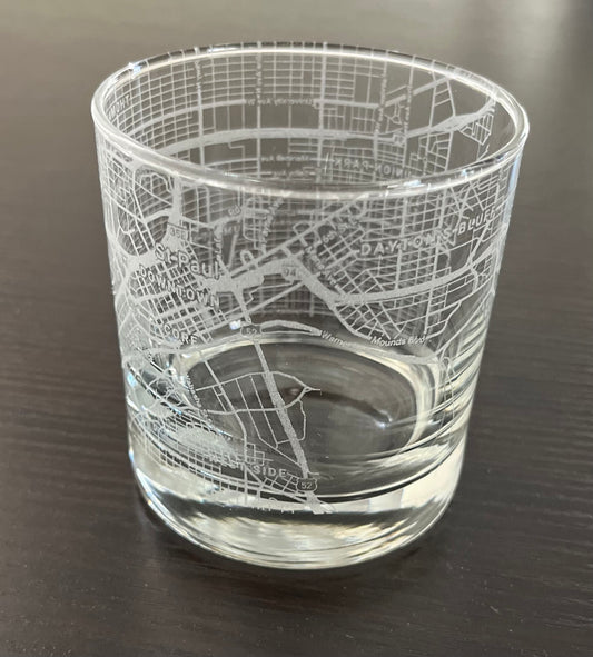 Rocks Whiskey Old Fashioned Glass Urban City Map St Paul, MN