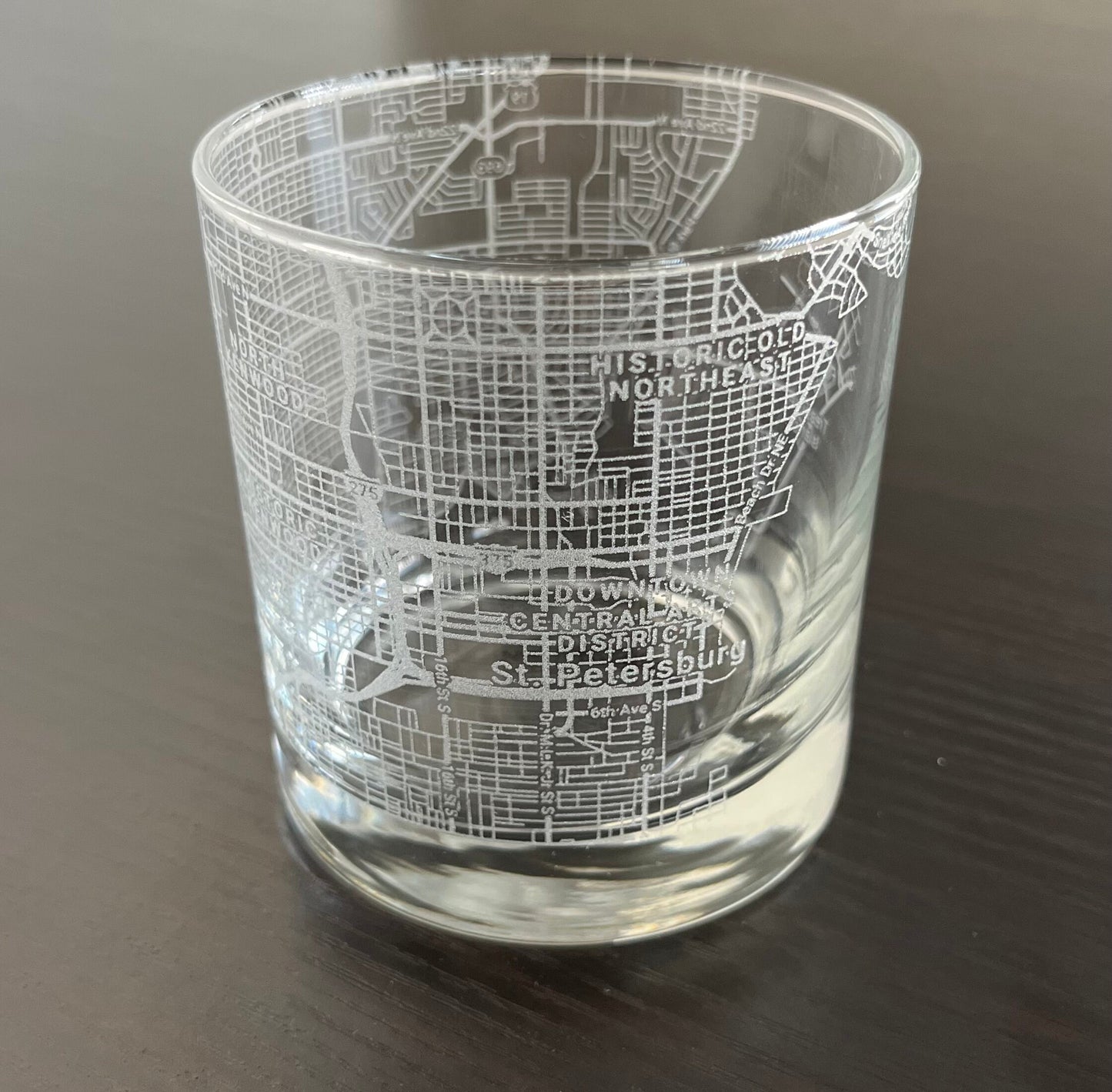 Rocks Whiskey Old Fashioned Glass Urban City Map St Petersburg, FL