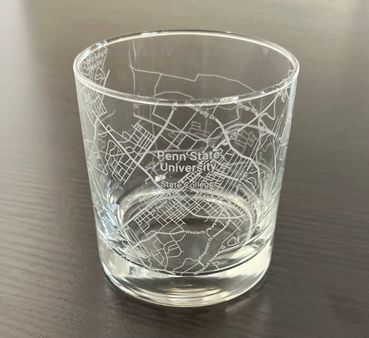 Rocks Whiskey Old Fashioned Glass Urban City Map State College, PA