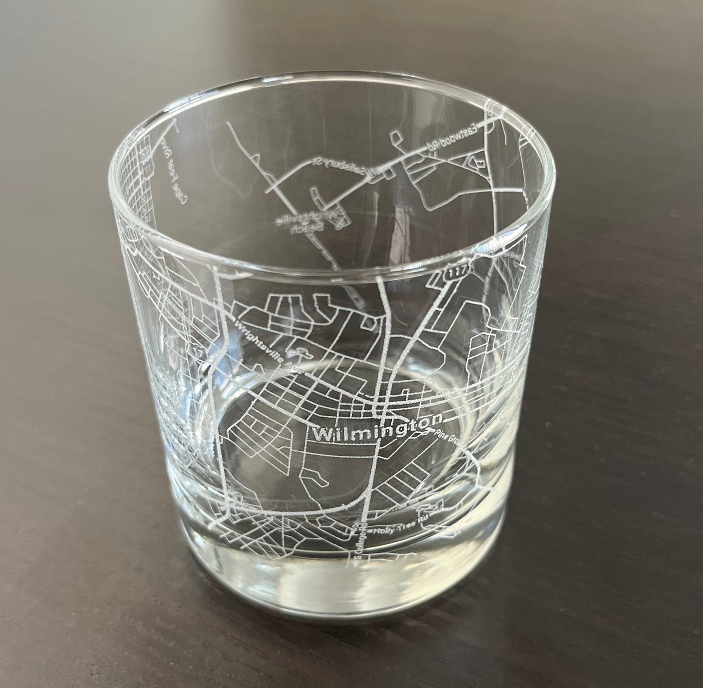 Rocks Whiskey Old Fashioned Glass Urban City Map Wilmington, NC