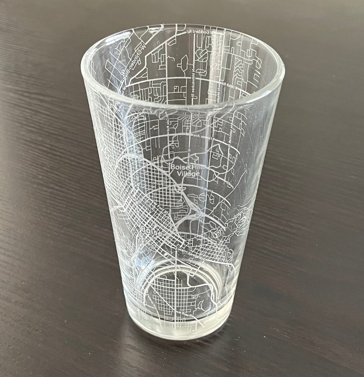 16 oz Pint Beer Glass Urban City Map Boise, ID