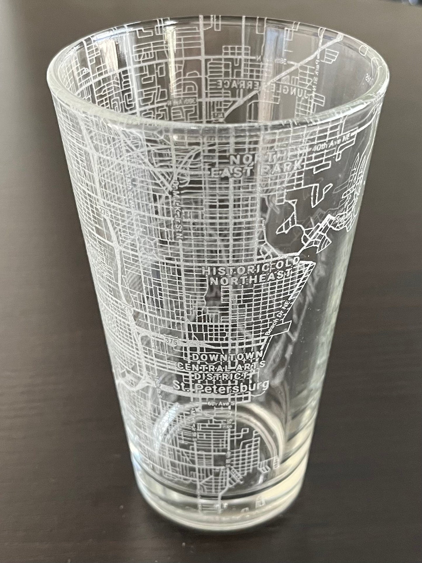 16 oz Pint Beer Glass Urban City Map St Petersburg, FL