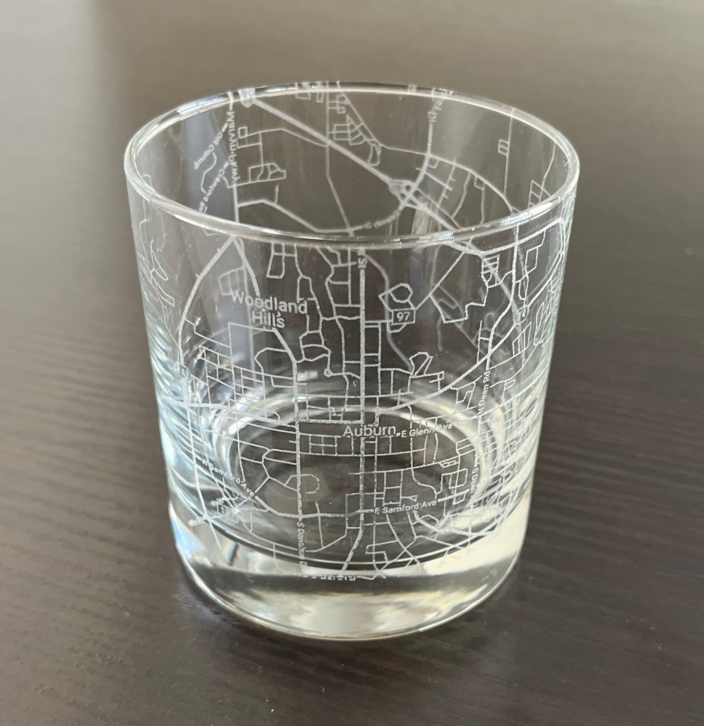 Rocks Whiskey Old Fashioned Glass Urban City Map Auburn, AL