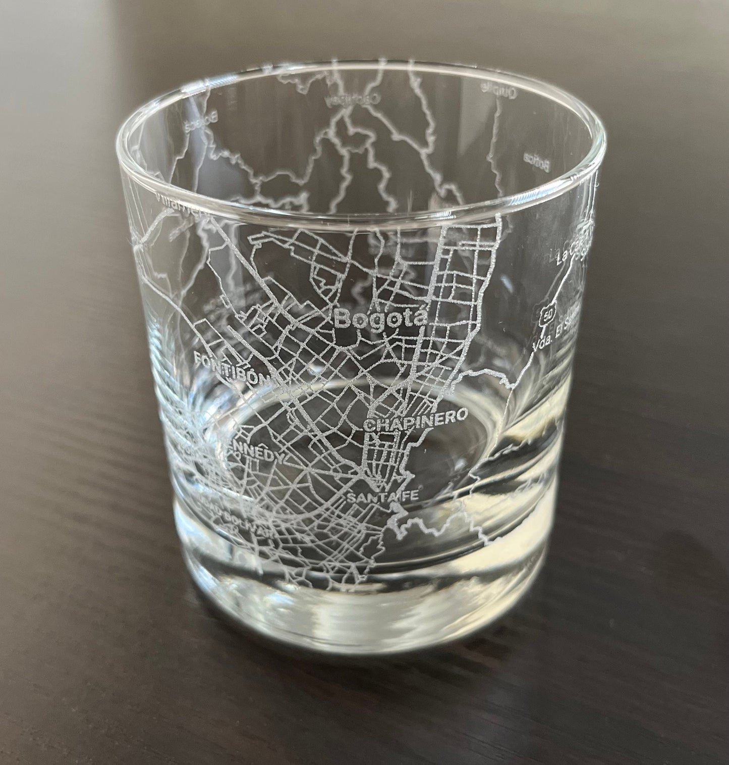 Rocks Whiskey Old Fashioned Glass Urban City Map Bogota, Colombia