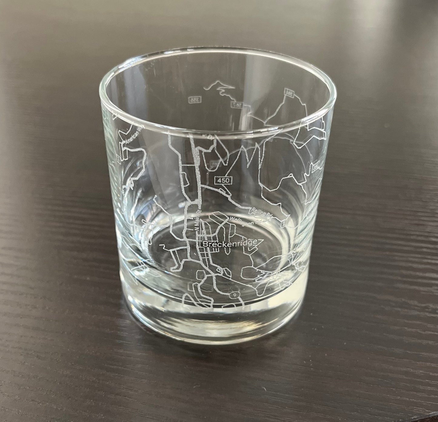 Rocks Whiskey Old Fashioned Glass Urban City Map Breckenridge, CO