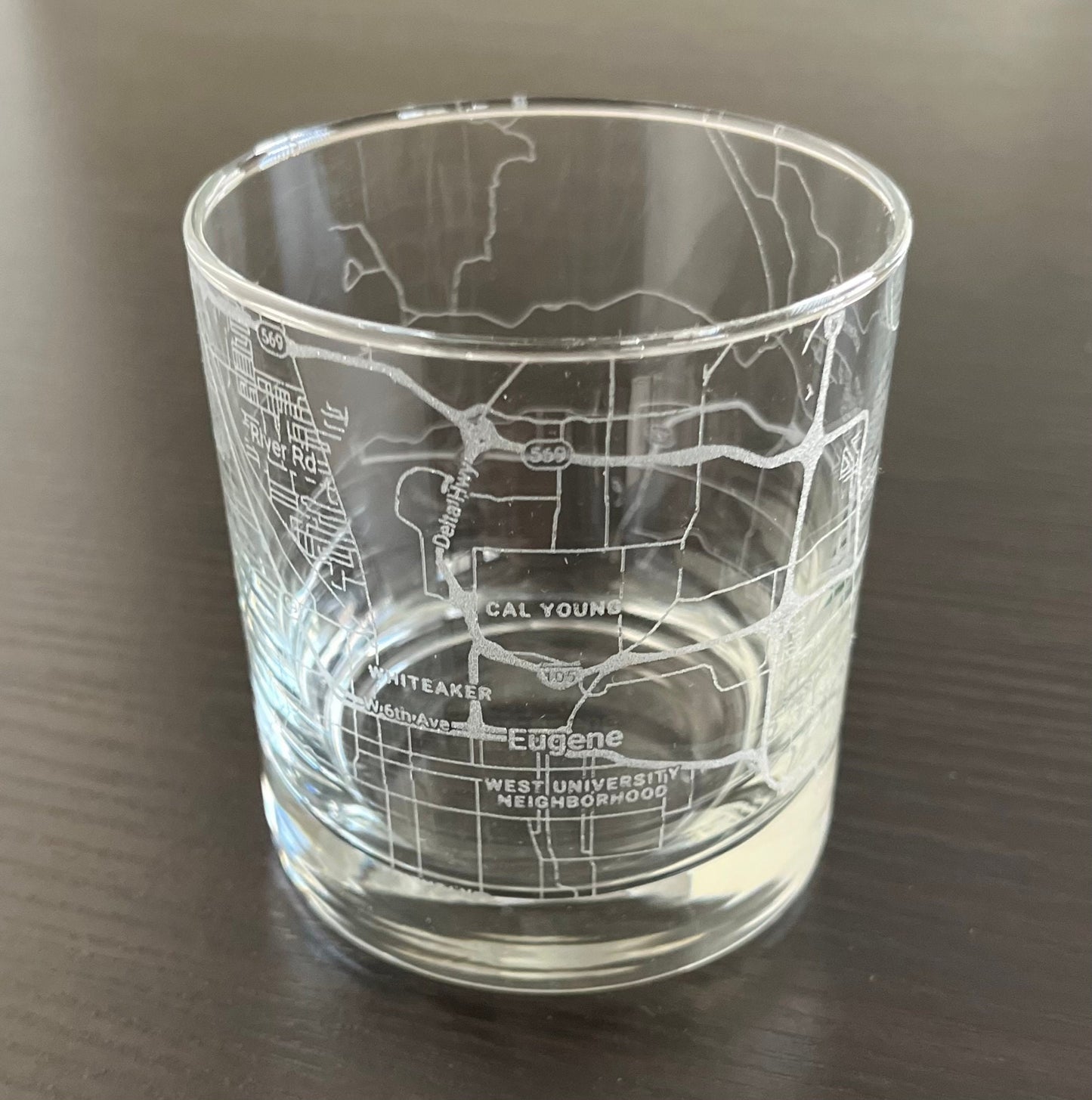 Rocks Whiskey Old Fashioned Glass Urban City Map Eugene, OR