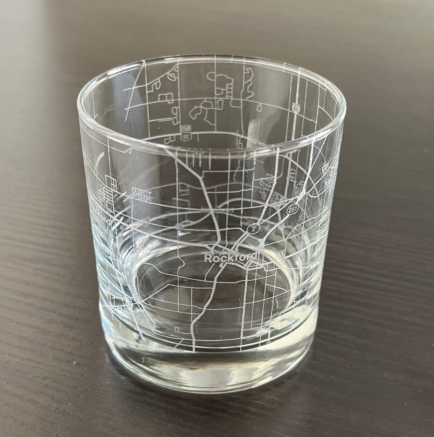 Rocks Whiskey Old Fashioned Glass Urban City Map Rockford, IL