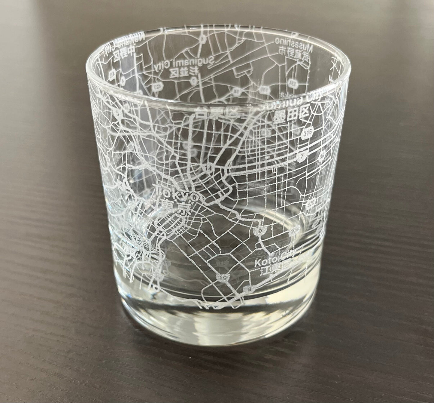 Rocks Whiskey Old Fashioned Glass Urban City Map Tokyo, Japan