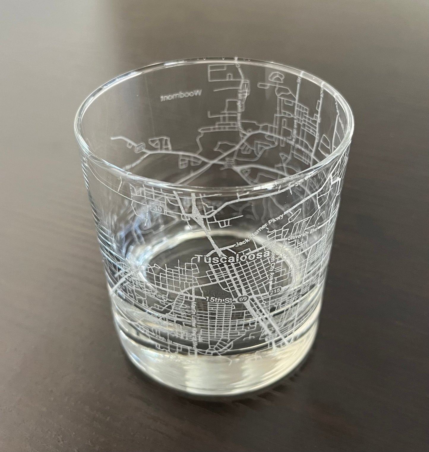 Rocks Whiskey Old Fashioned Glass Urban City Map Tuscaloosa, AL