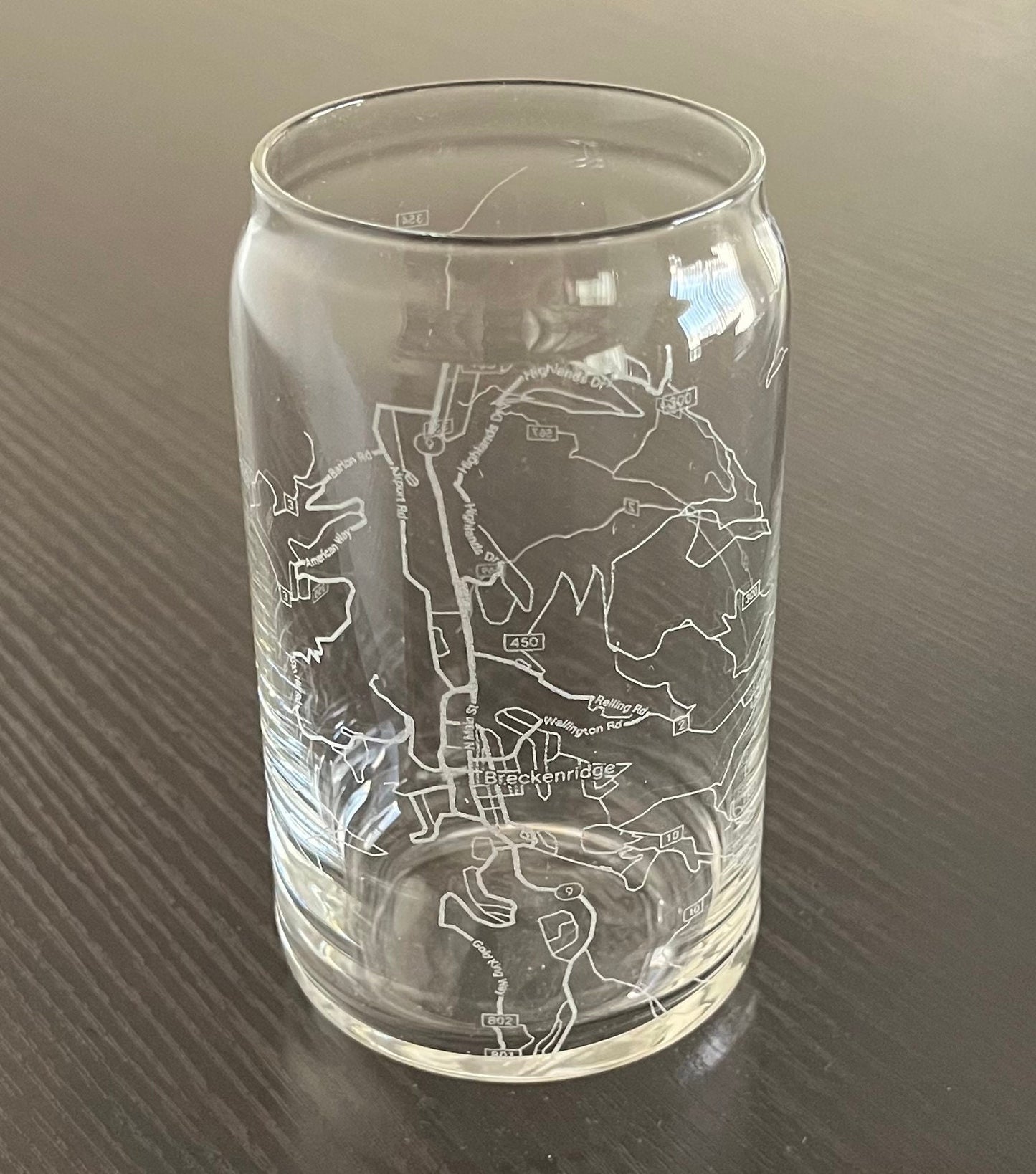 16 oz Beer Can Glass Urban City Map Breckenridge, CO