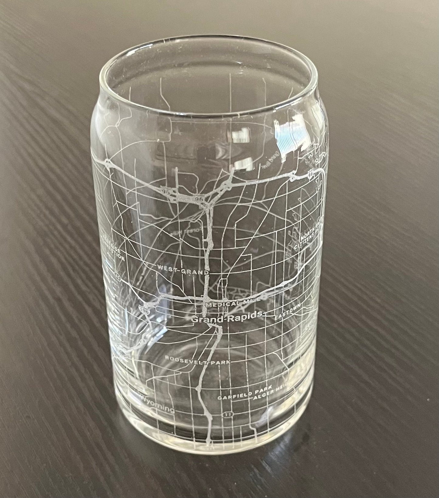 16 oz Beer Can Glass Urban City Map Grand Rapids, MI