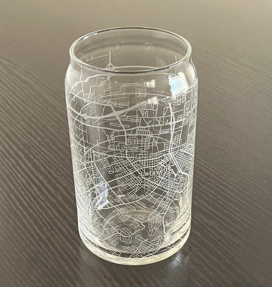 16 oz Beer Can Glass Urban City Map Lafayette, LA