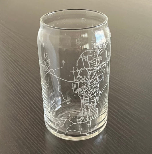 16 oz Beer Can Glass Urban City Map Newport, RI