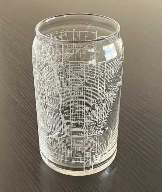 16 oz Beer Can Glass Urban City Map St Petersburg, FL